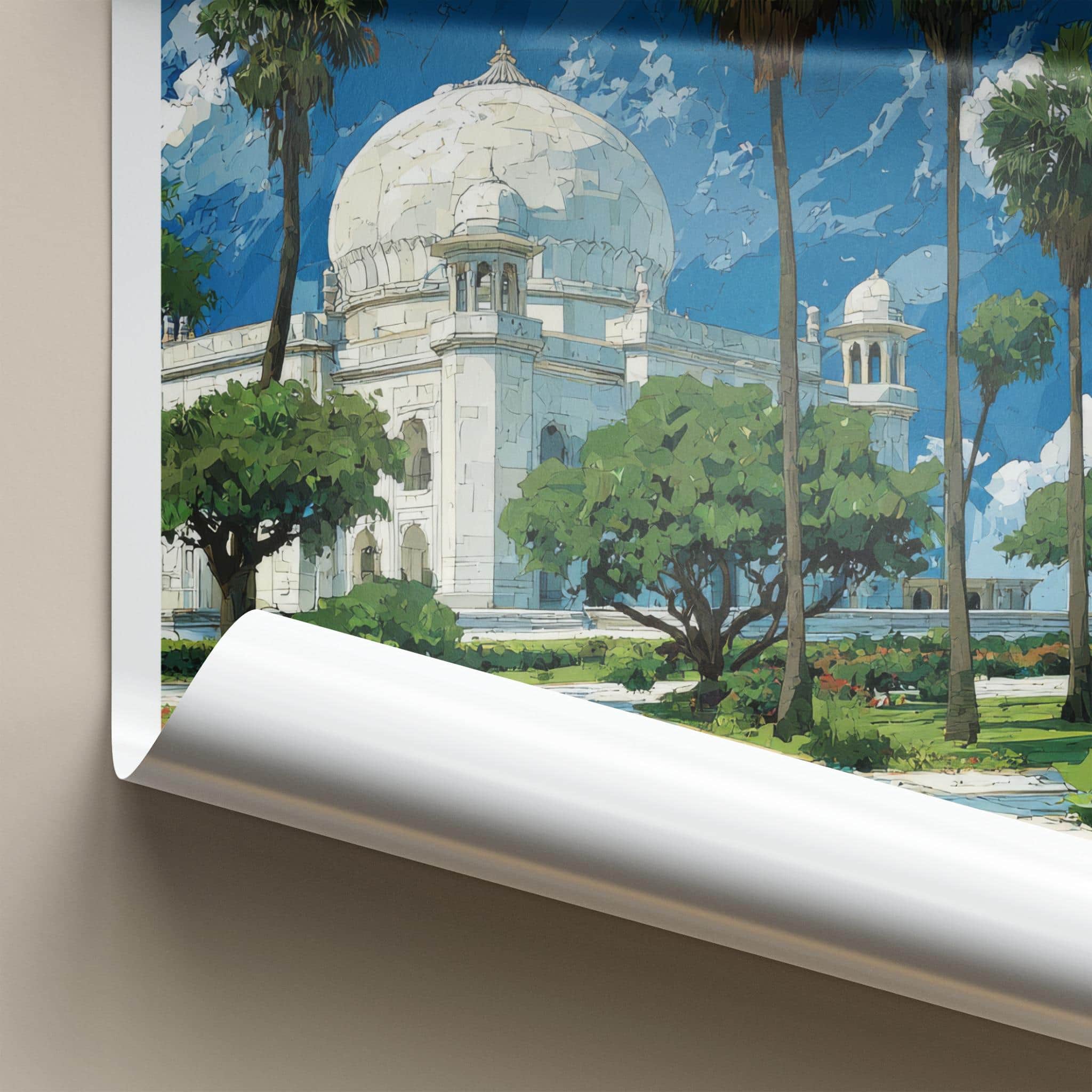 Karachi Poster - Pakistan Art Print - Majestic White Dome Home Decor