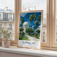 Karachi Poster - Pakistan Art Print - Majestic White Dome Home Decor