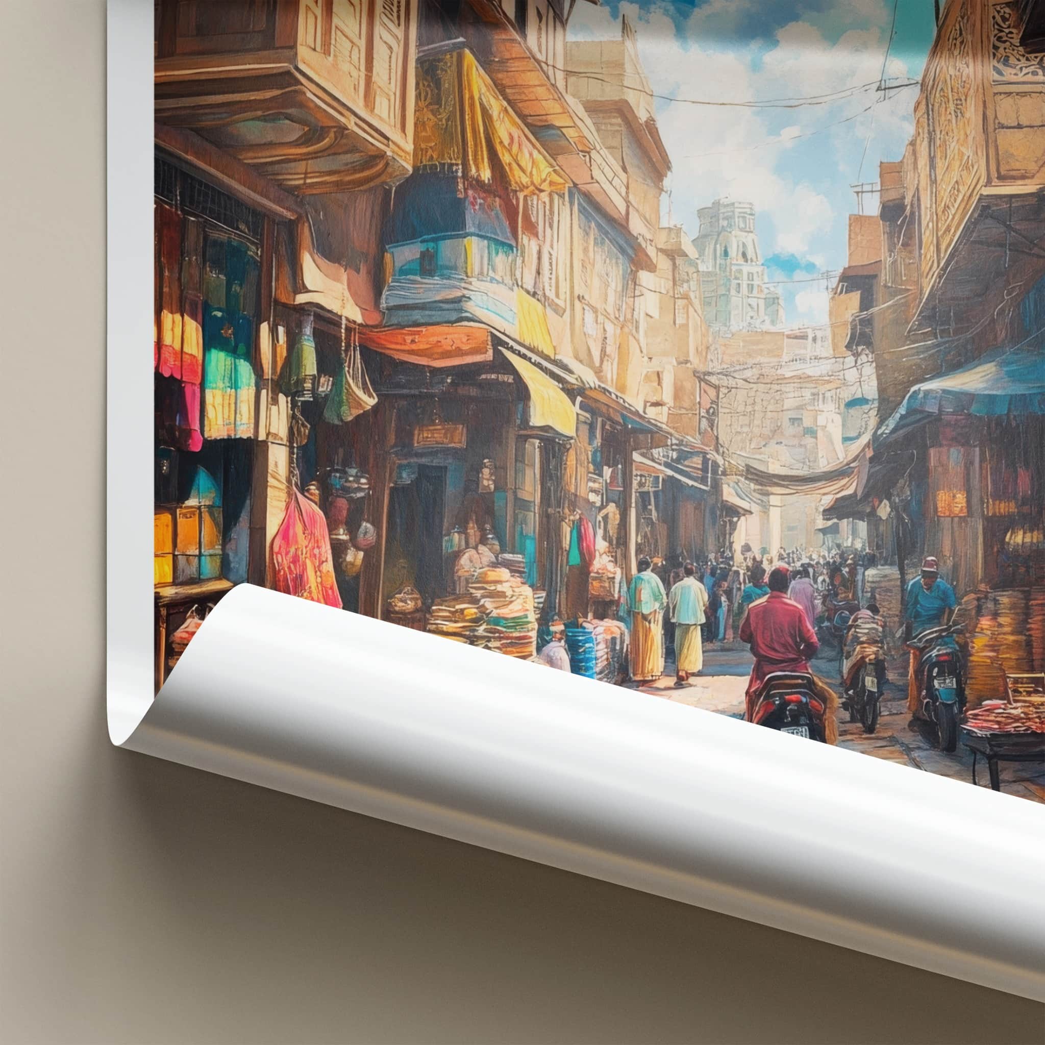 Karachi Poster - Pakistan Travel Art - Bustling Street Market Home Decor