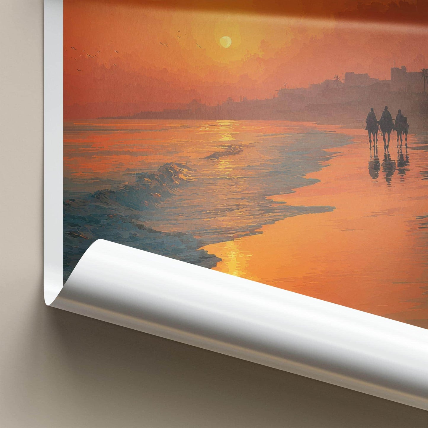 Karachi Poster - Pakistan Travel Art - Camel Riders Sunset Home Decor