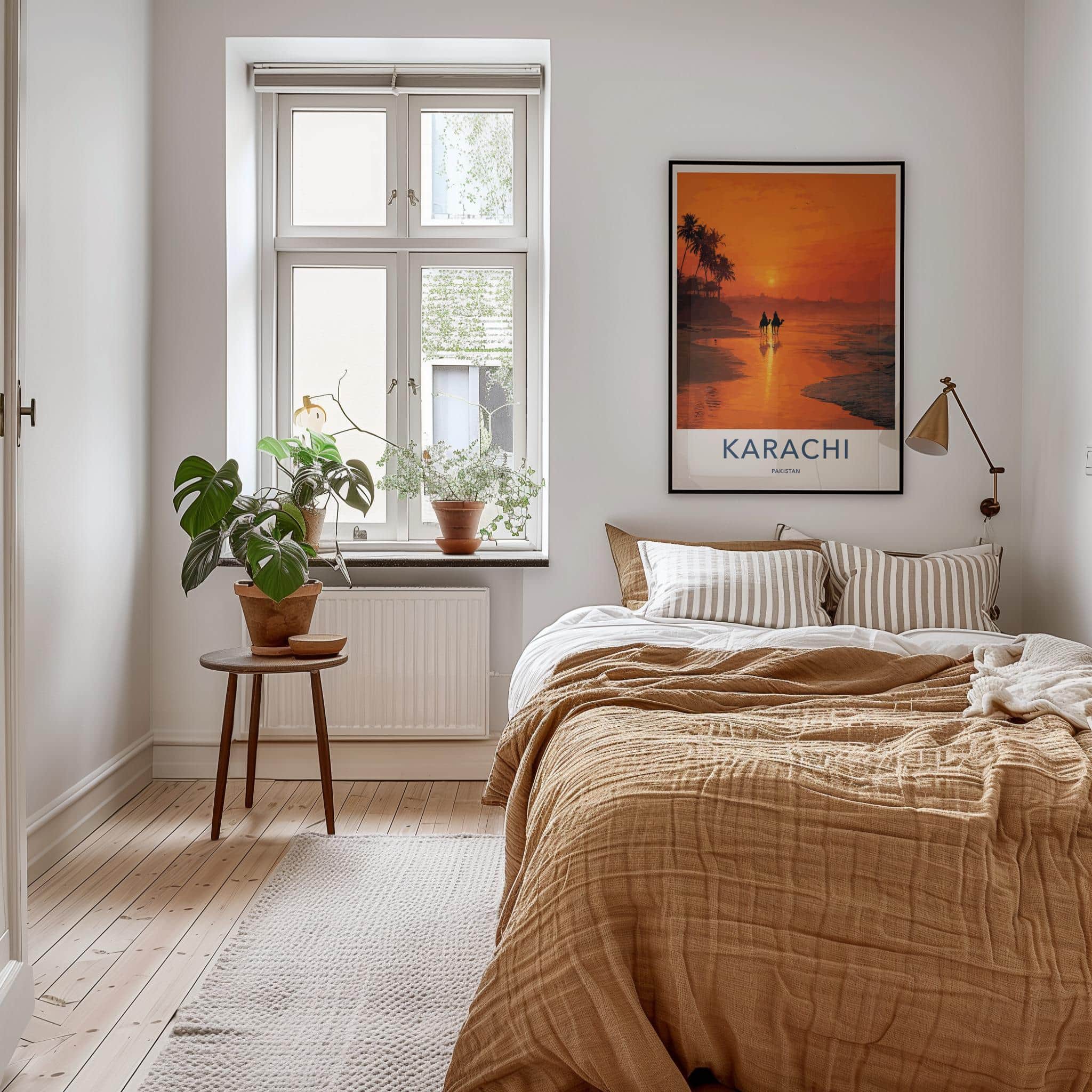 Karachi Poster - Pakistan Travel Art - Camels Sunset Beach Home Decor