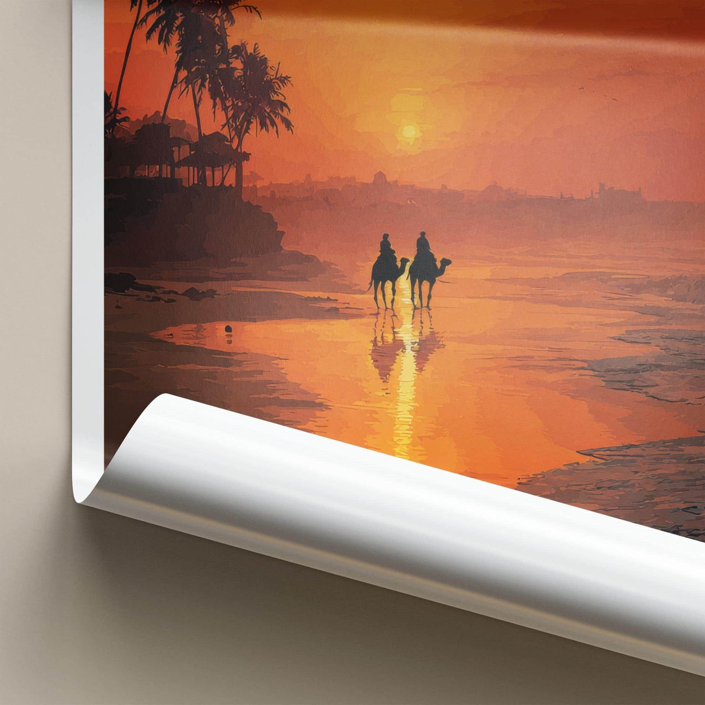Karachi Poster - Pakistan Travel Art - Camels Sunset Beach Home Decor