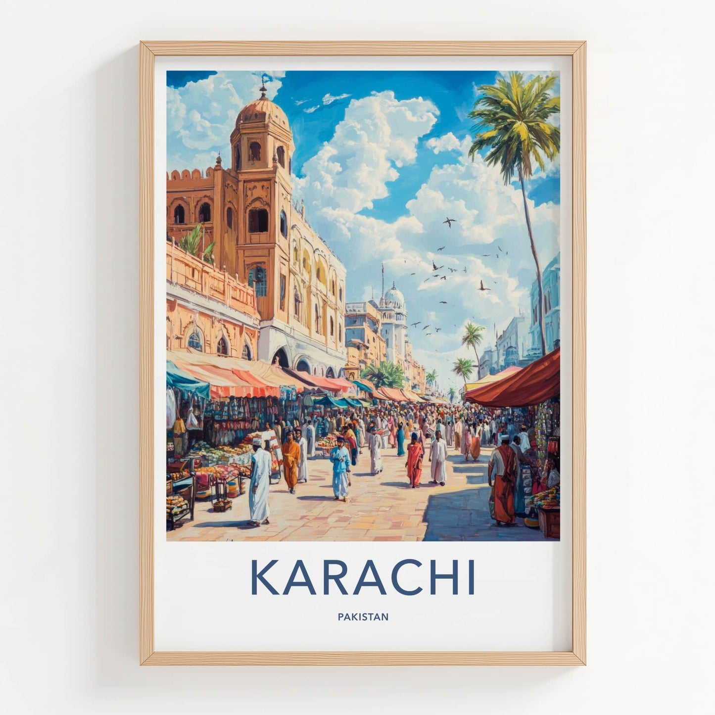 Karachi Poster - Pakistan Travel Art - Lively Market Scene Home Decor