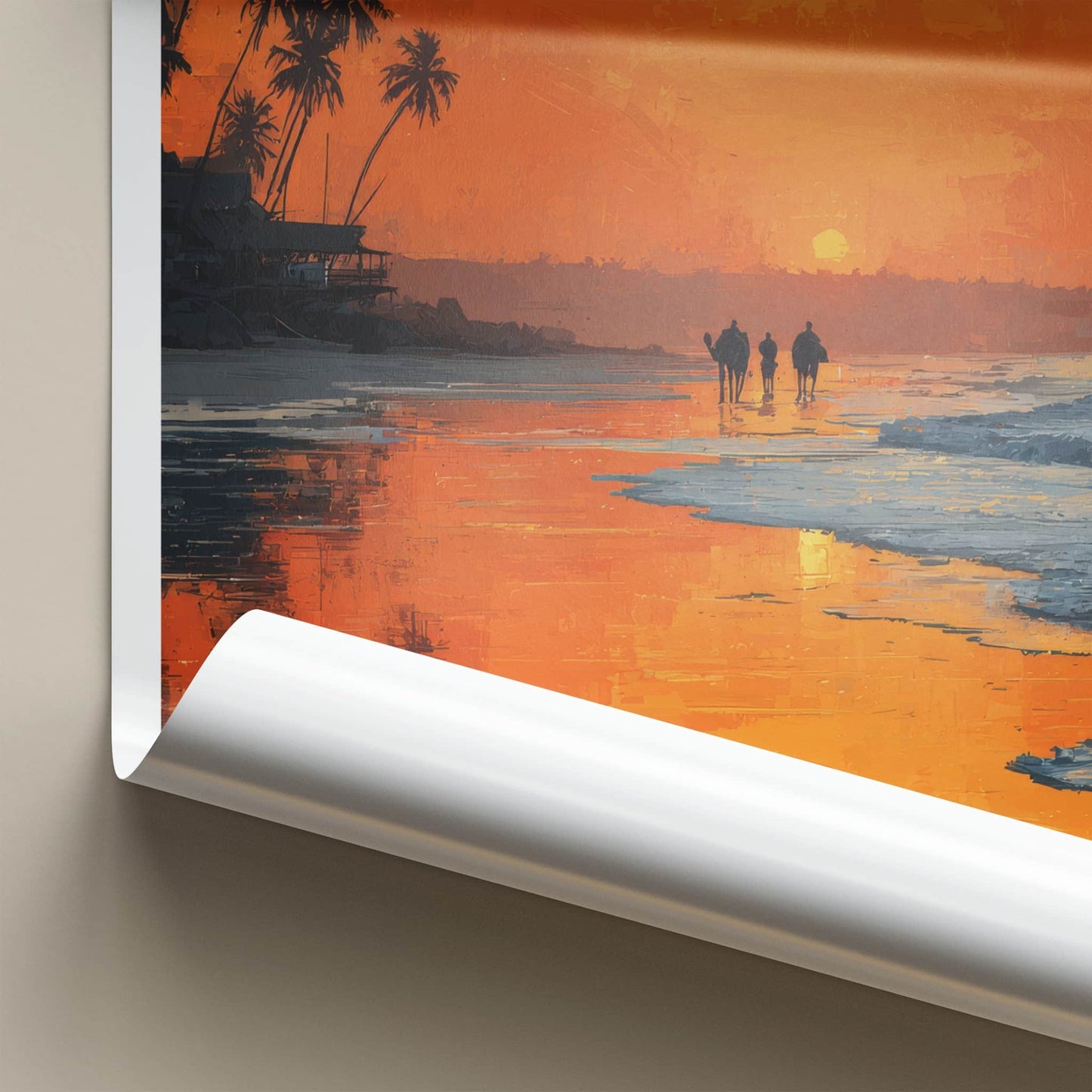 Karachi Poster - Pakistan Travel Art - Sunset Beach Camels Home Decor