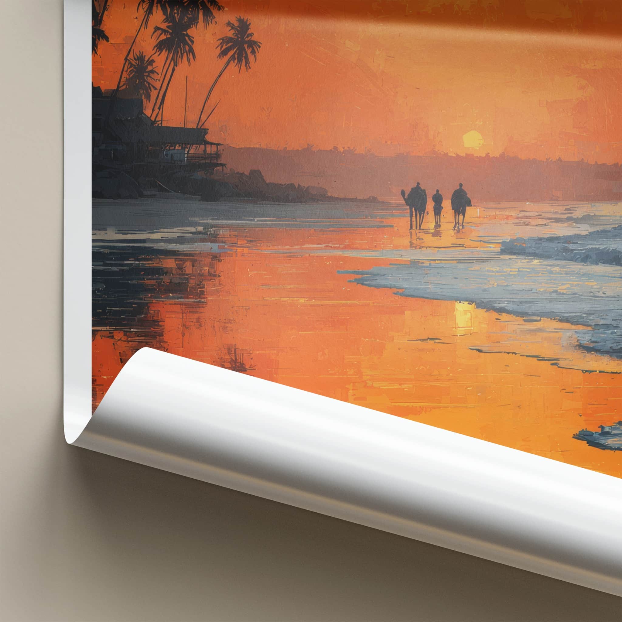 Karachi Poster - Pakistan Travel Art - Sunset Beach Camels Home Decor