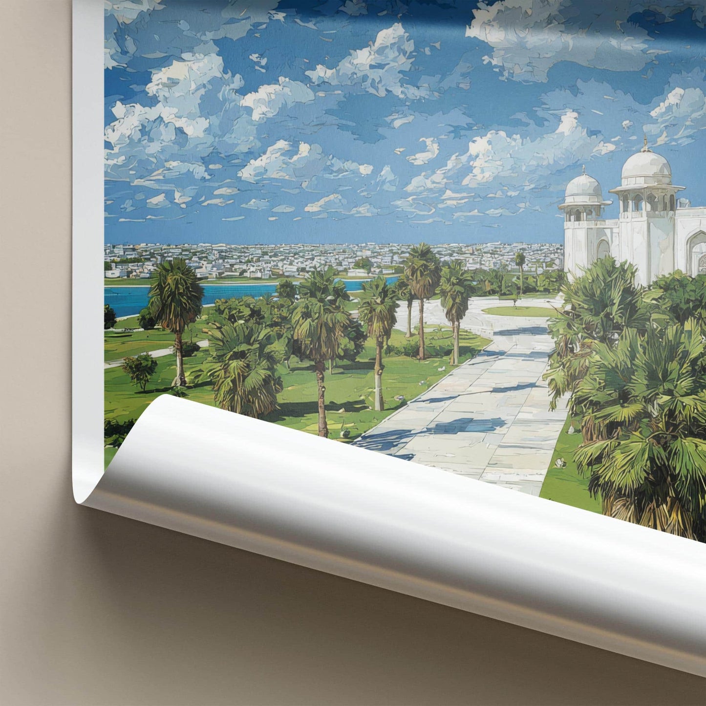 Karachi Poster - Pakistan Travel Art - White Dome Building Home Decor