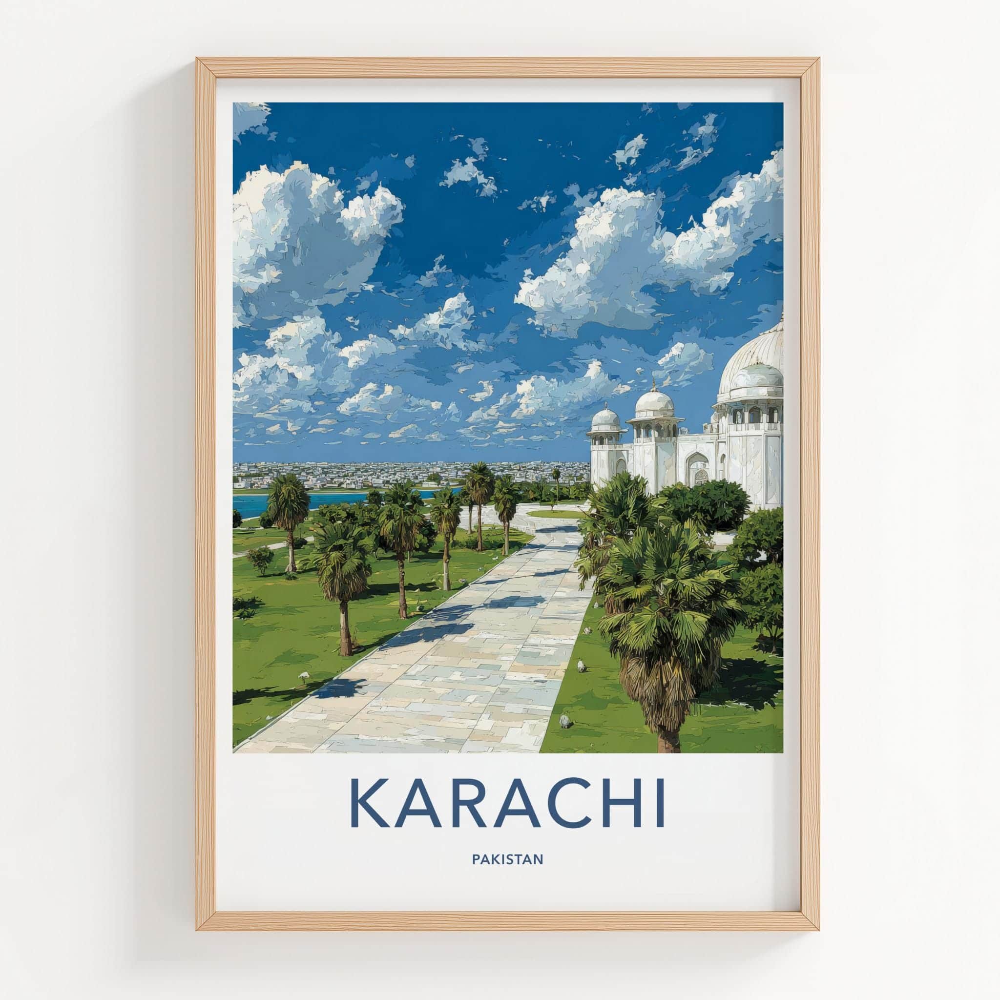 Karachi Poster - Pakistan Travel Art - White Dome Building Home Decor