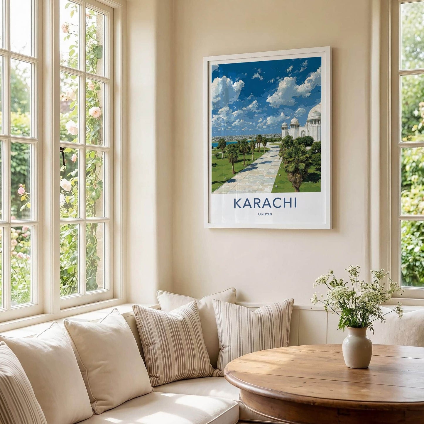 Karachi Poster - Pakistan Travel Art - White Dome Building Home Decor