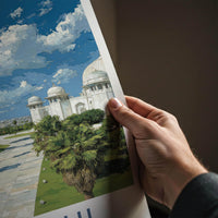 Karachi Poster - Pakistan Travel Art - White Dome Building Home Decor