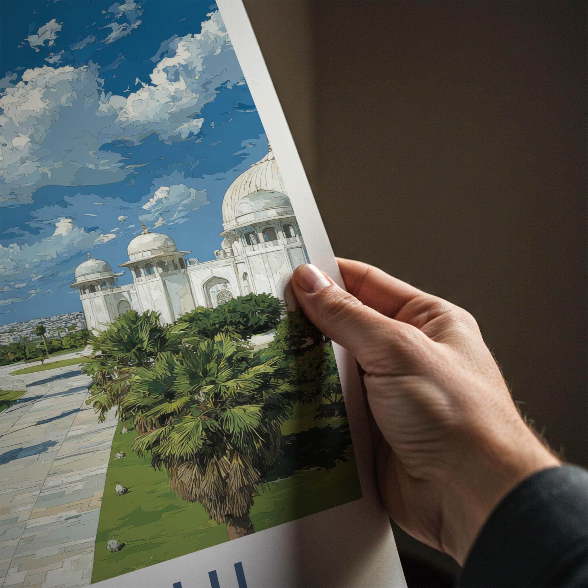Karachi Poster - Pakistan Travel Art - White Dome Building Home Decor