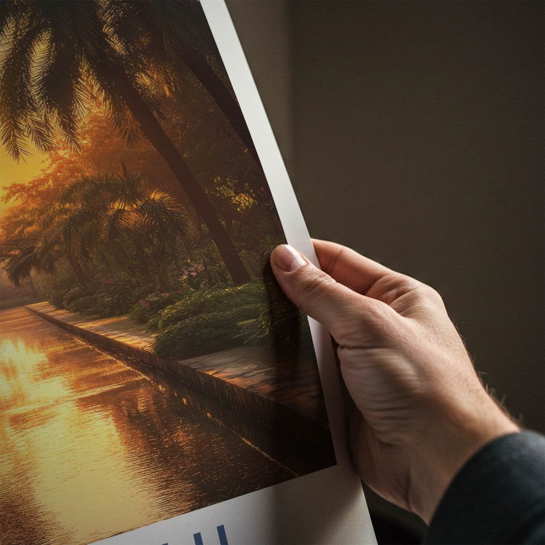 Karachi Poster - Pakistan Wall Art - Water Reflects Sunset Home Decor
