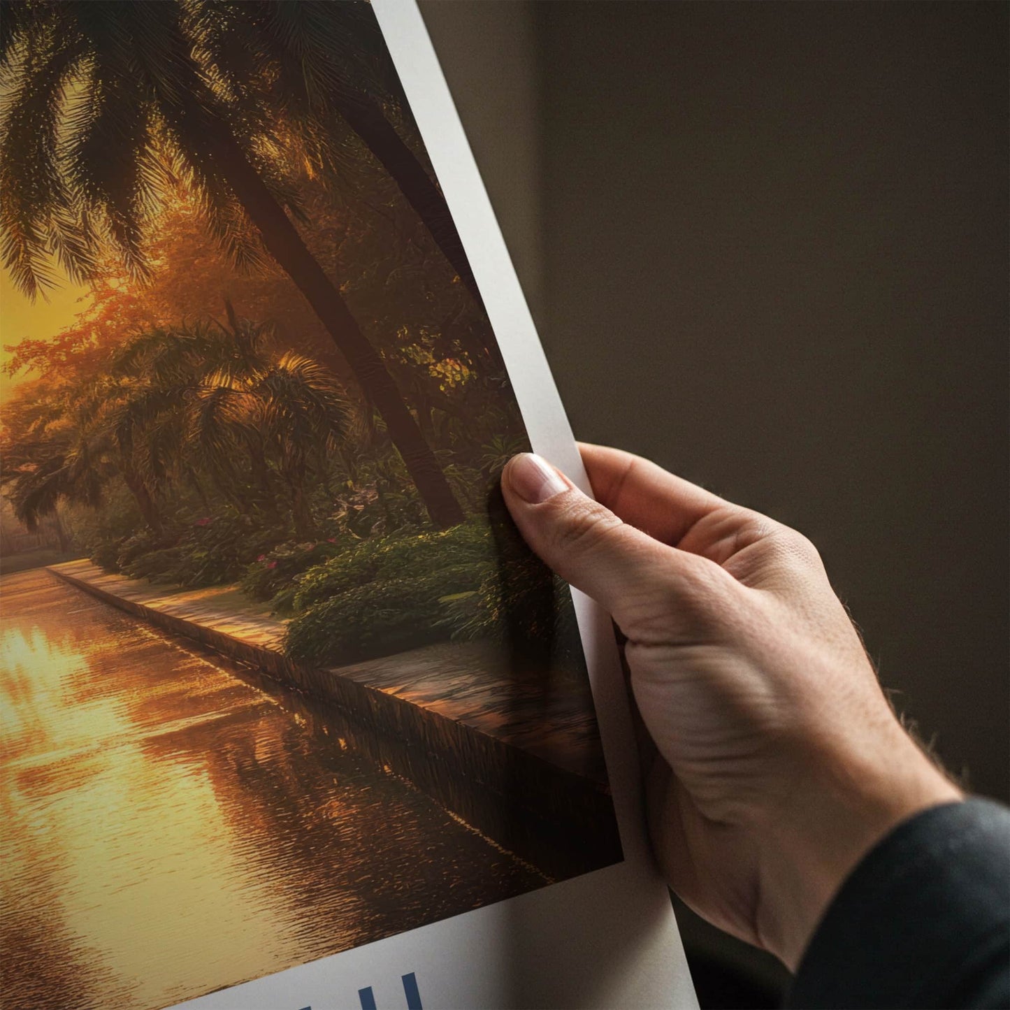 Karachi Poster - Pakistan Wall Art - Water Reflects Sunset Home Decor