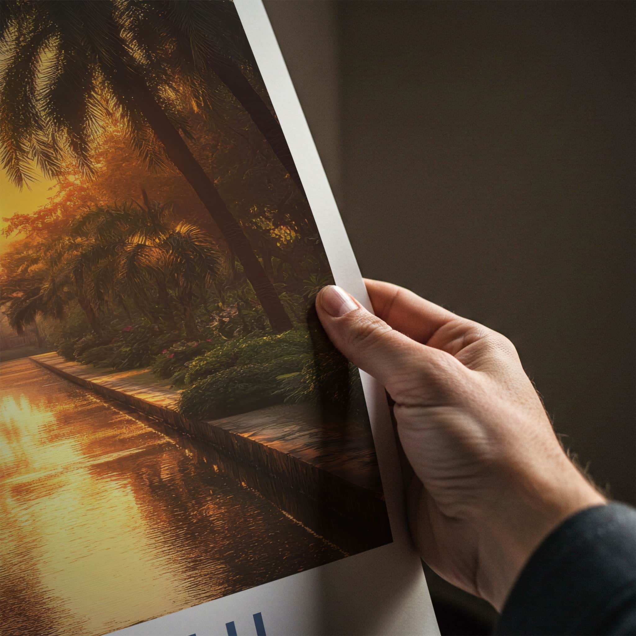 Karachi Poster - Pakistan Wall Art - Water Reflects Sunset Home Decor