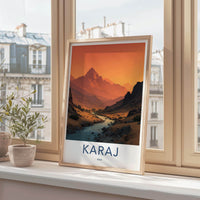 Karai Poster - Iran Framed Print - Orange Sky Mountain Framed Decor
