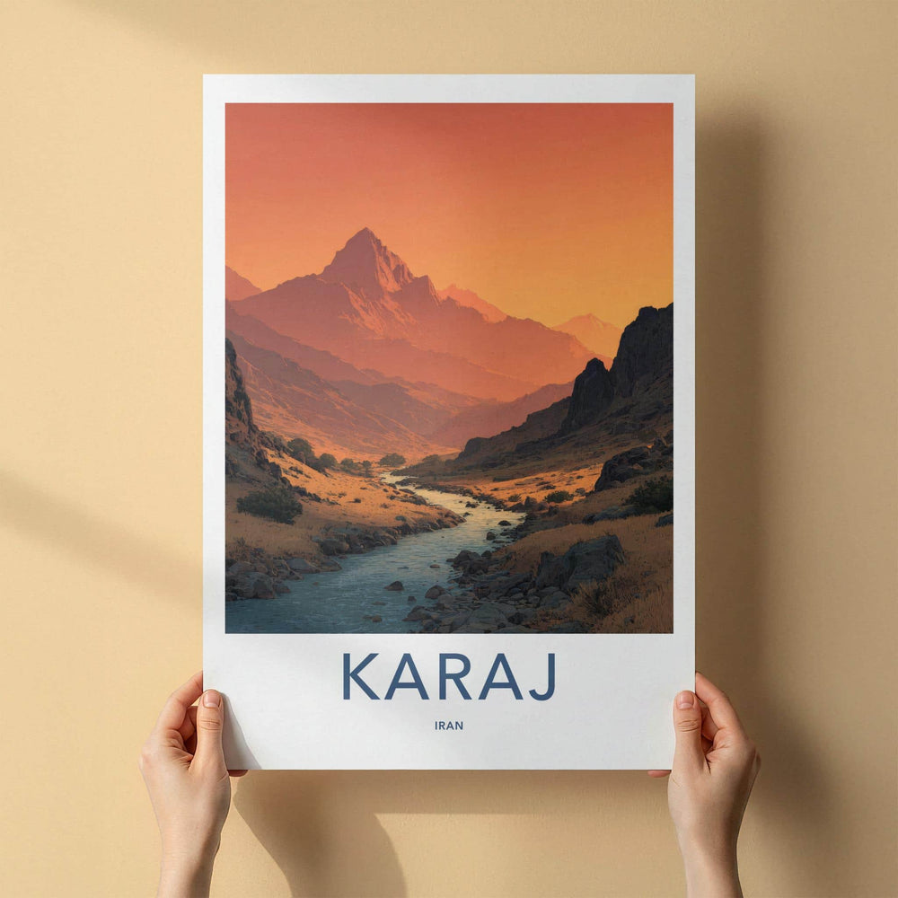 Karai Poster - Iran Framed Print - Orange Sky Mountain Framed Decor