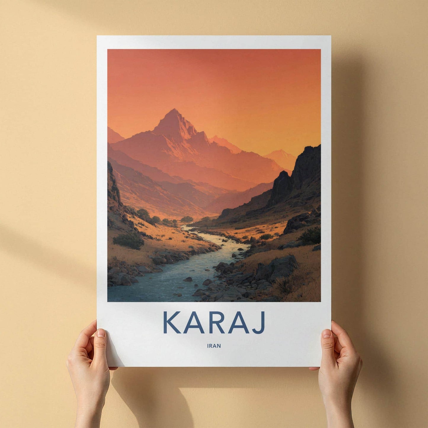 Karai Poster - Iran Framed Print - Orange Sky Mountain Framed Decor