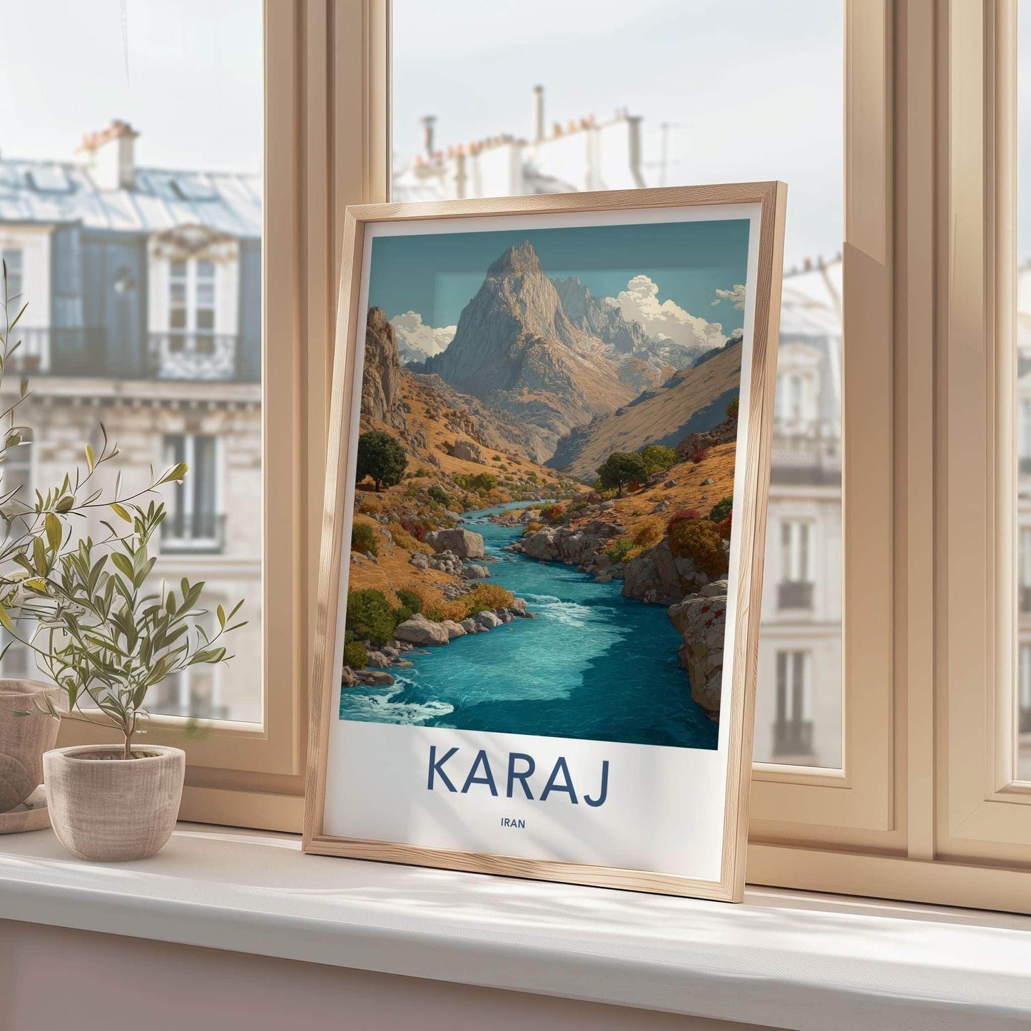 Karaj Poster - Iran Framed Art - Vibrant River Valley Home Decor