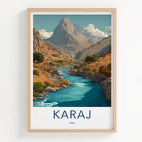 Karaj Poster - Iran Framed Art - Vibrant River Valley Home Decor