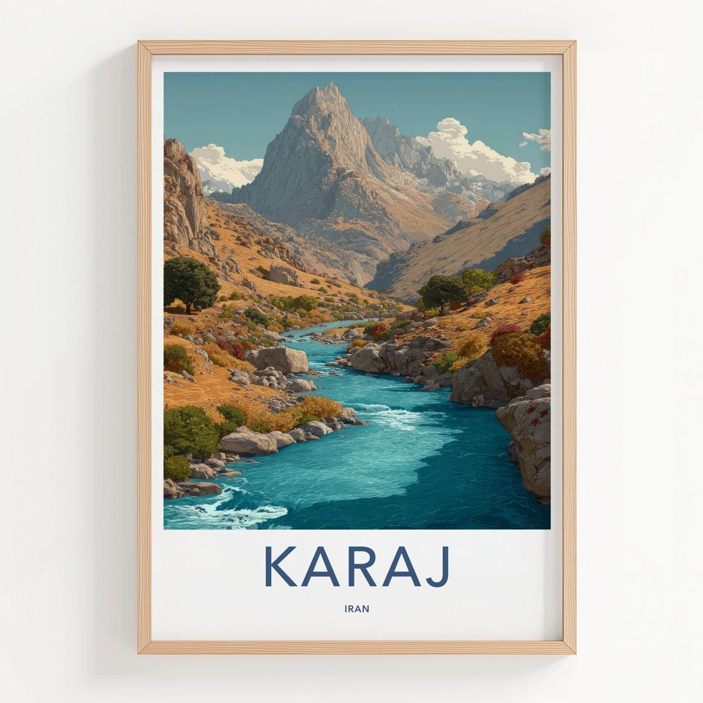 Karaj Poster - Iran Framed Art - Vibrant River Valley Home Decor
