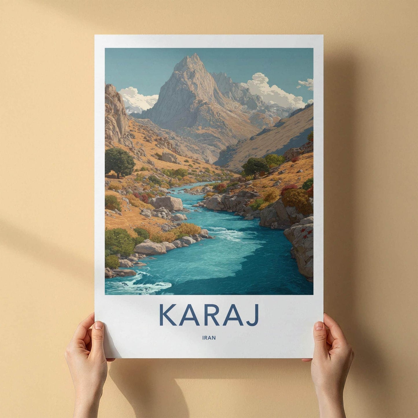 Karaj Poster - Iran Framed Art - Vibrant River Valley Home Decor