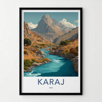 Karaj Poster - Iran Framed Art - Vibrant River Valley Home Decor