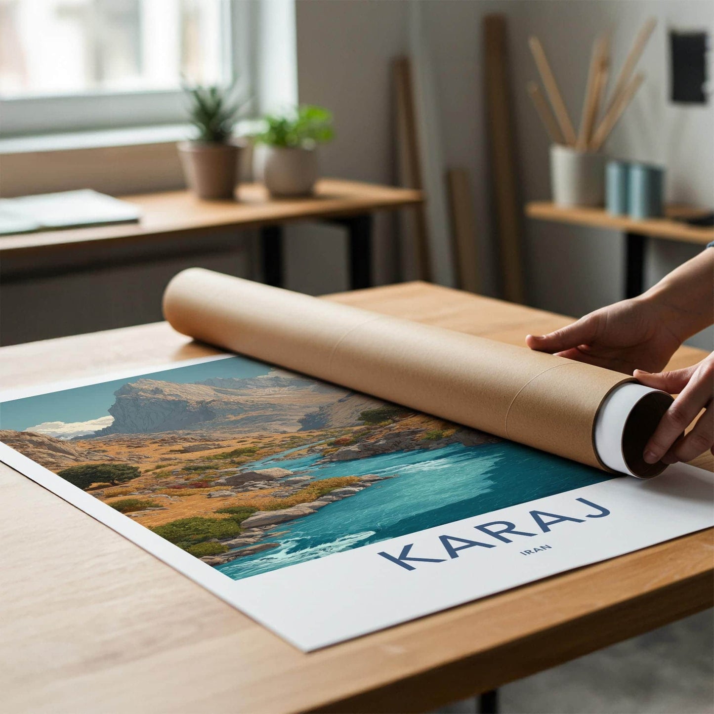 Karaj Poster - Iran Framed Art - Vibrant River Valley Home Decor