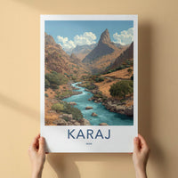 Karaj Poster - Iran Framed Print - River Canyon Mountains Framed Decor