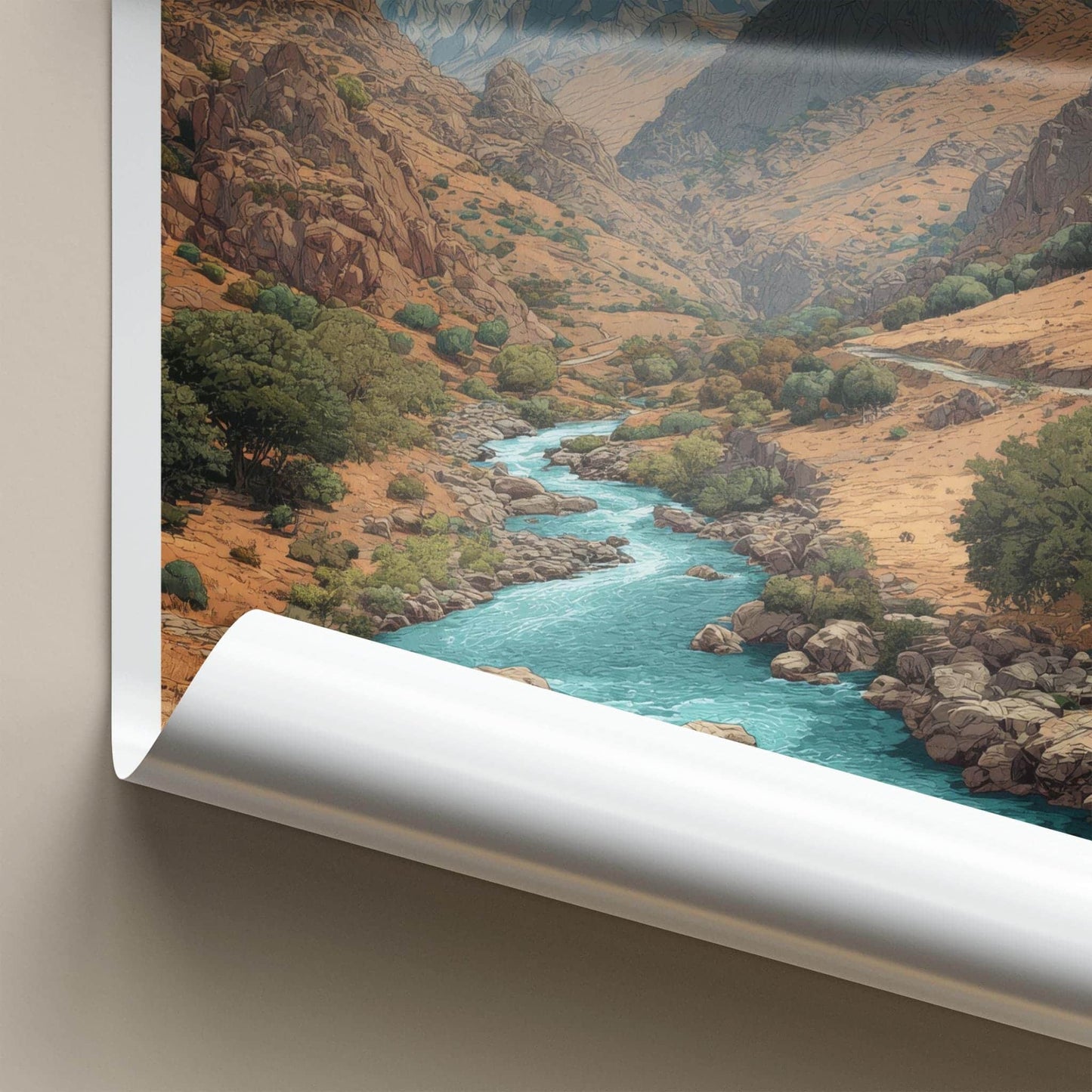 Karaj Poster - Iran Framed Print - River Canyon Mountains Framed Decor