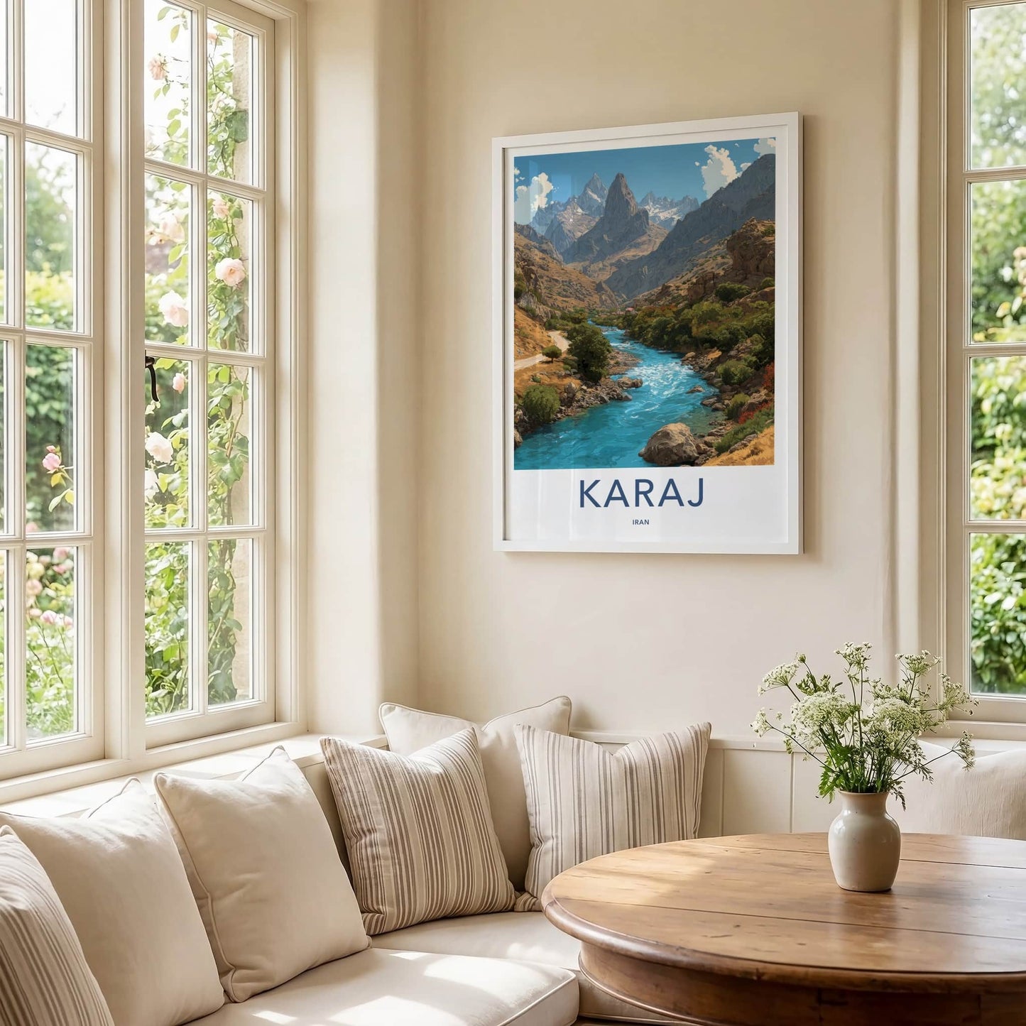 Karaj Poster - Iran Travel Art - Mountain River Village Gallery Art