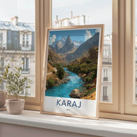 Karaj Poster - Iran Travel Art - Mountain River Village Gallery Art