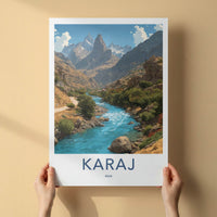 Karaj Poster - Iran Travel Art - Mountain River Village Gallery Art