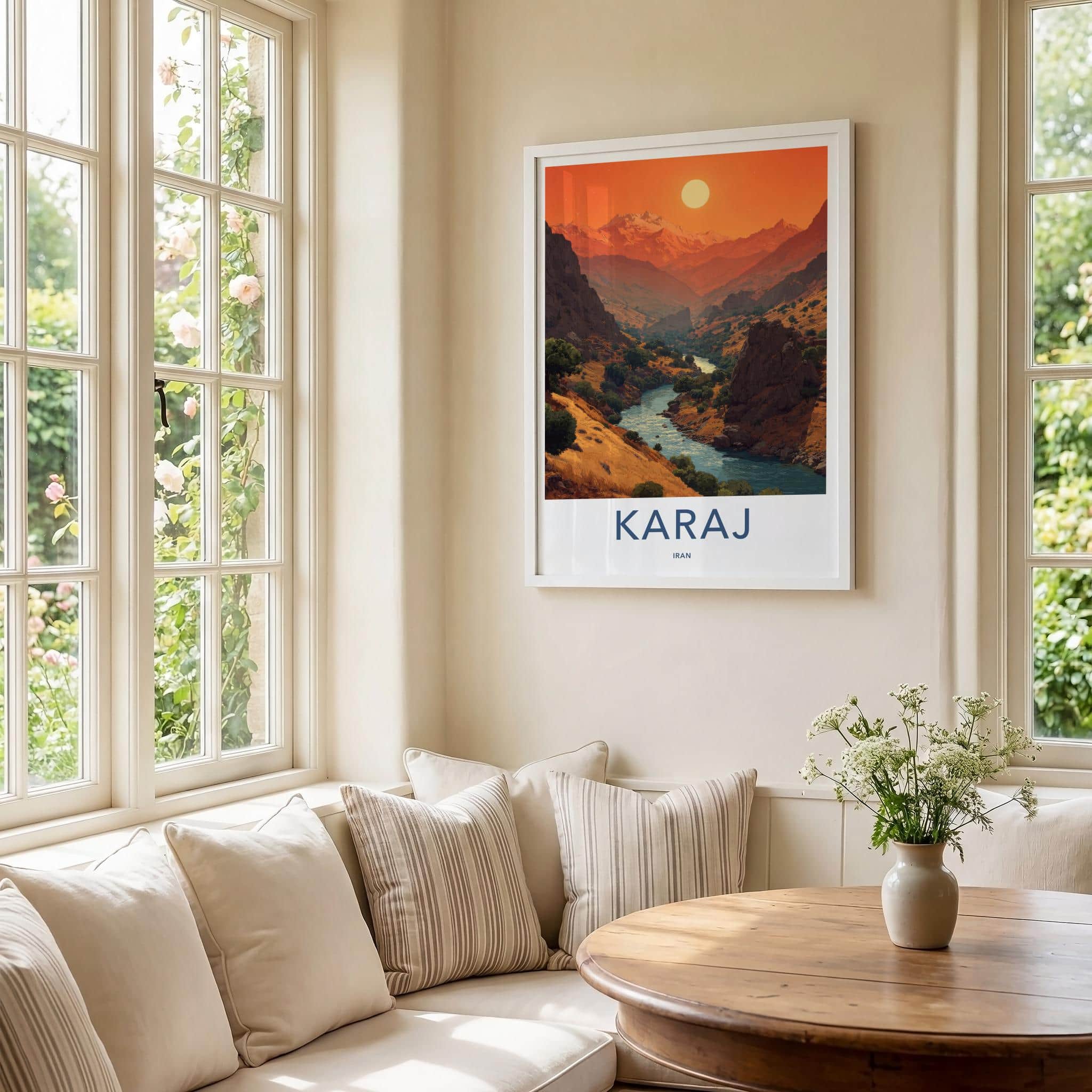 Karaj Poster - Iran Travel Art - Mountainous River Valley Home Decor