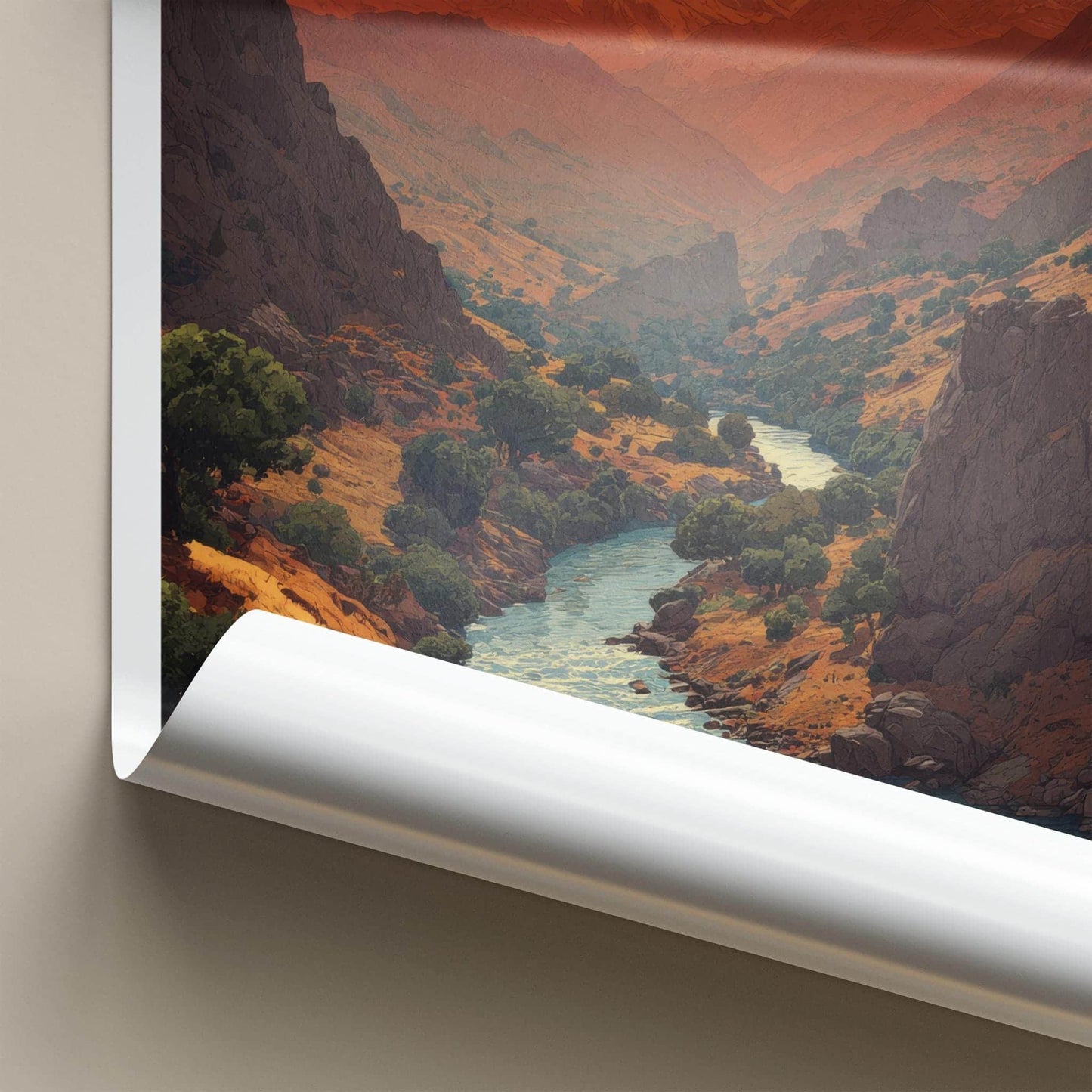Karaj Poster - Iran Travel Art - Mountainous River Valley Home Decor