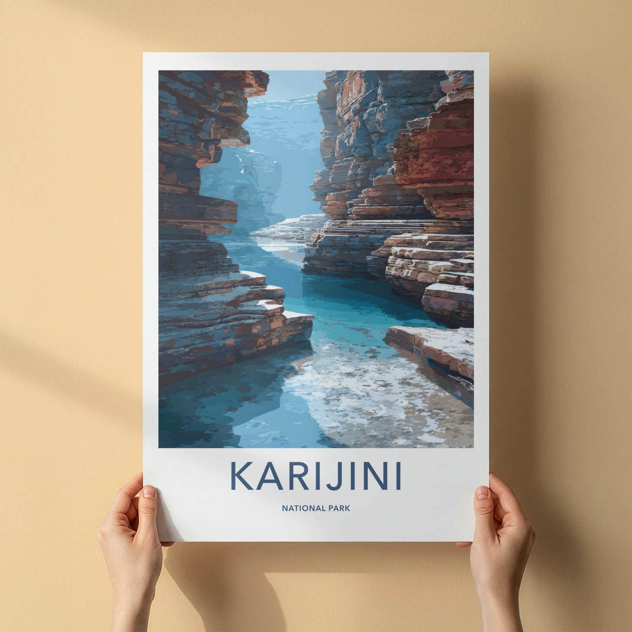 Karijini National Park Poster - Australia Travel Art - Deep Canyon River Home Decor