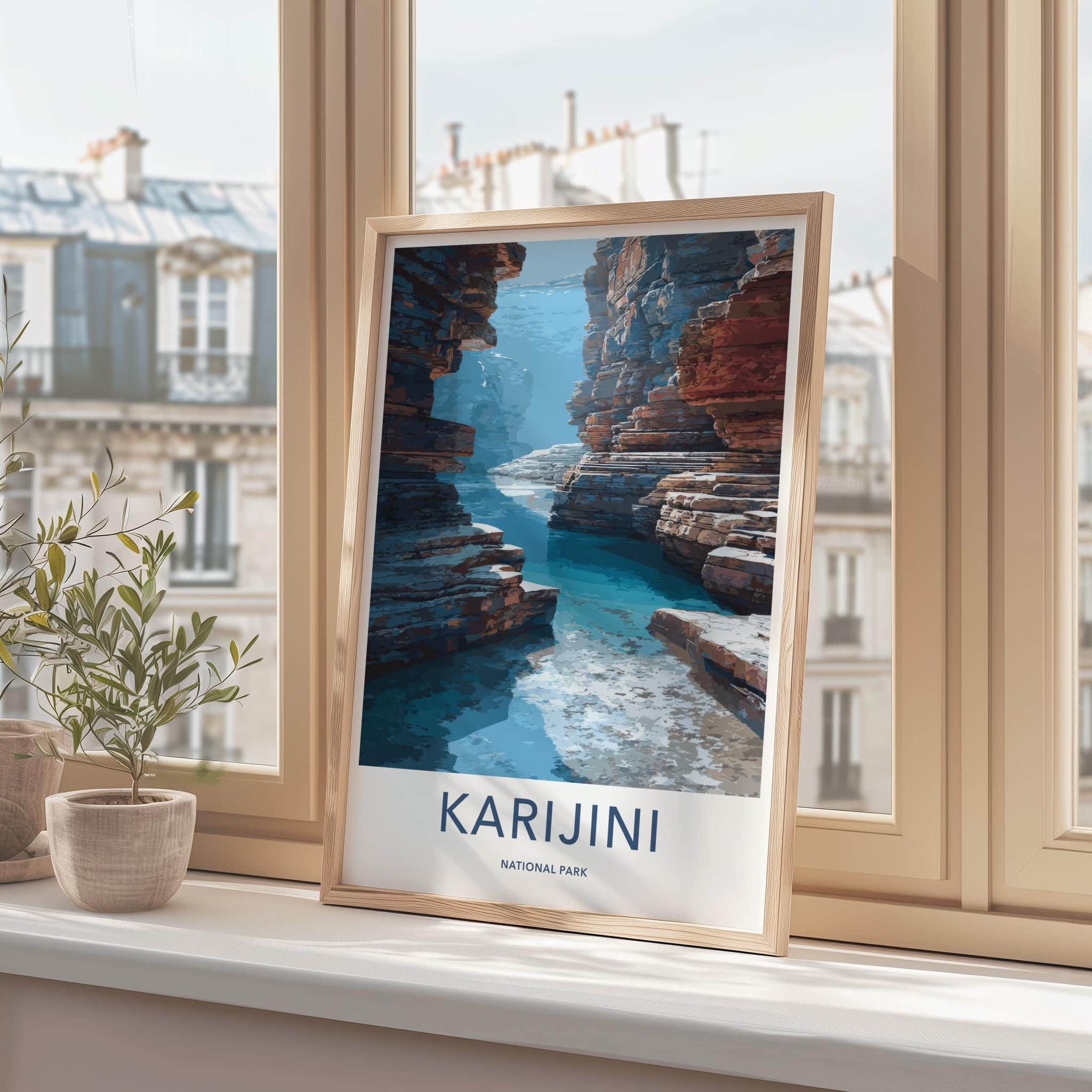Karijini National Park Poster - Australia Travel Art - Deep Canyon River Home Decor