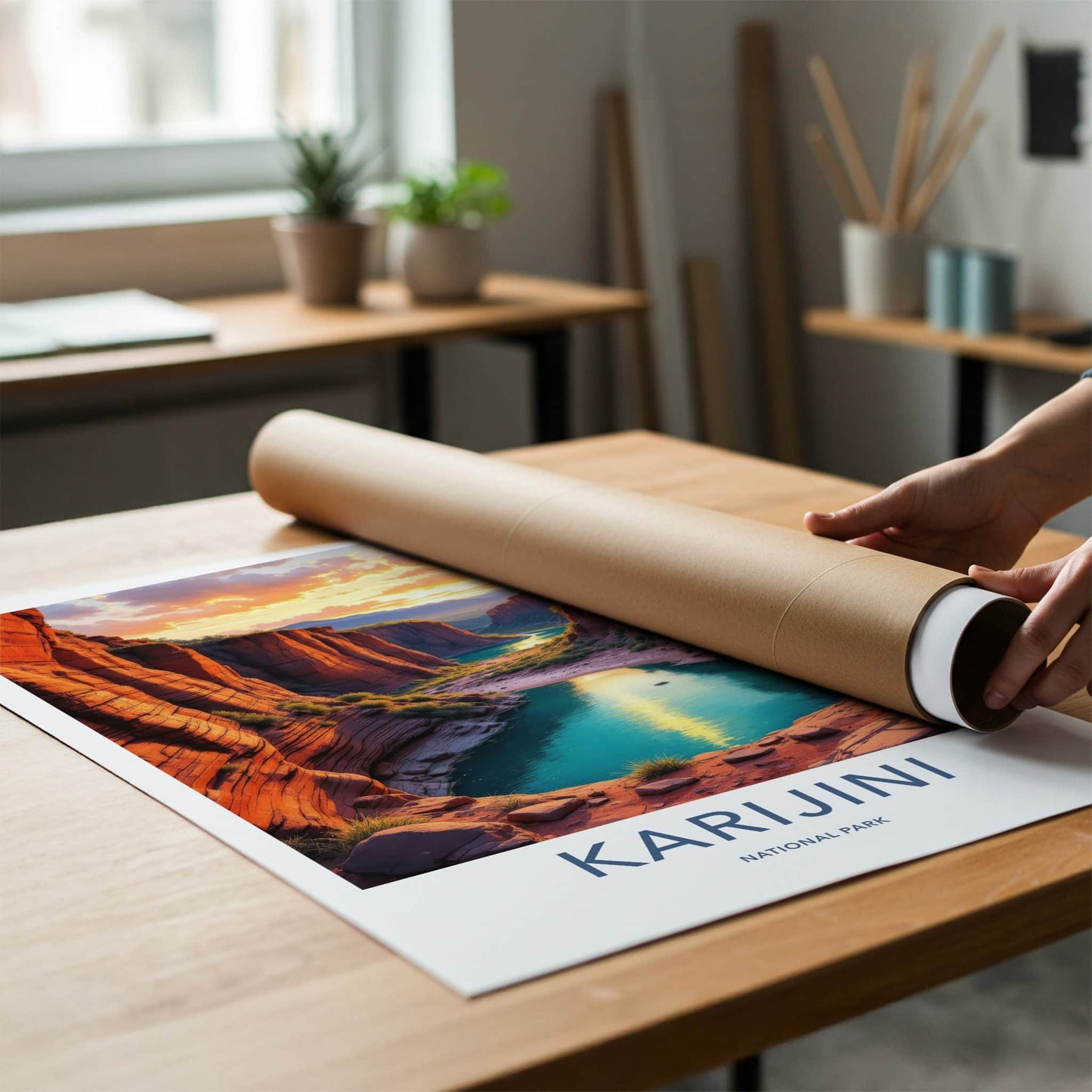 Karijini National Park Poster - Australia Travel Art - Vibrant Canyon Sunset Home Decor