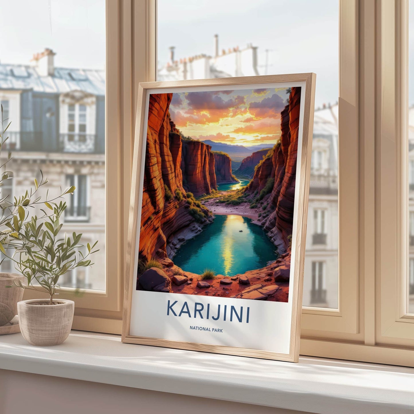 Karijini National Park Poster - Australia Travel Art - Vibrant Canyon Sunset Home Decor
