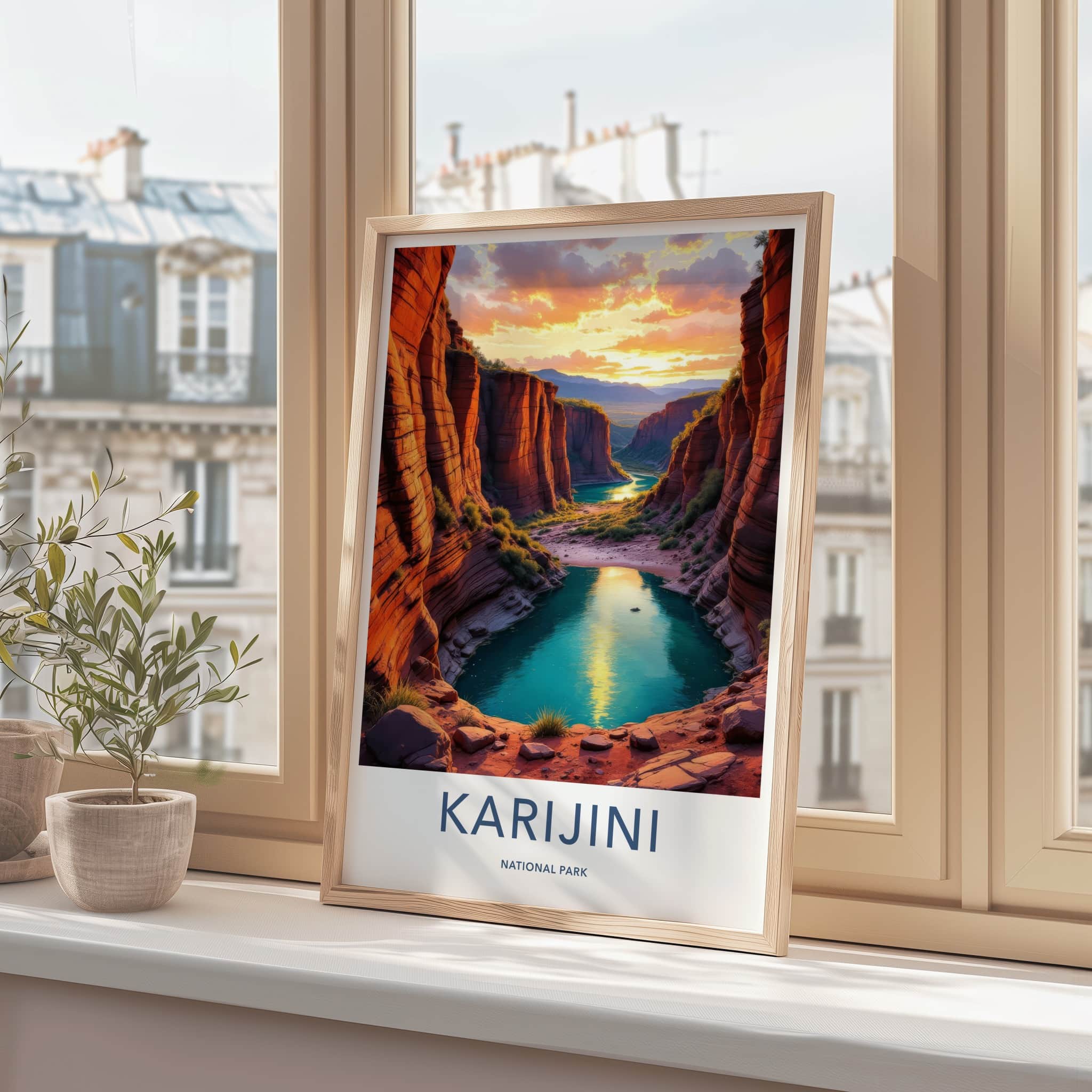 Karijini National Park Poster - Australia Travel Art - Vibrant Canyon Sunset Home Decor