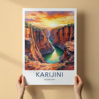 Karijini National Park Poster - Australia Wall Art - Canyon River Sunset Gift