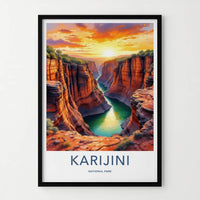 Karijini National Park Poster - Australia Wall Art - Canyon River Sunset Gift