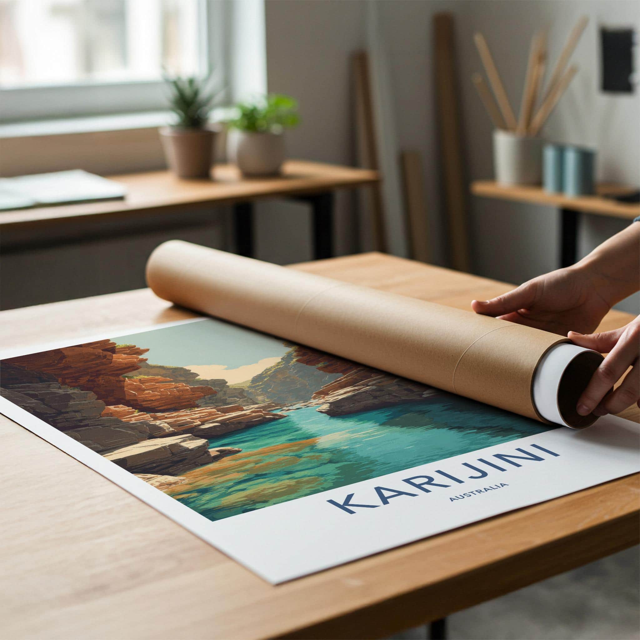 Karijini Poster - Australia Travel Art - Azure Water Gorge Home Decor