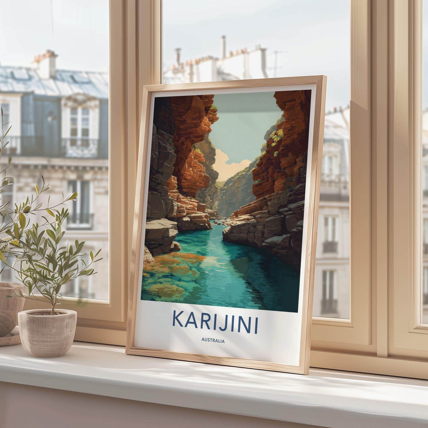 Karijini Poster - Australia Travel Art - Azure Water Gorge Home Decor