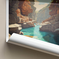 Karijini Poster - Australia Travel Art - Azure Water Gorge Home Decor