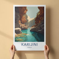 Karijini Poster - Australia Travel Art - Azure Water Gorge Home Decor