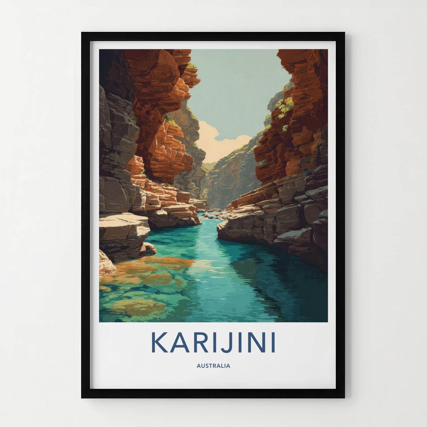 Karijini Poster - Australia Travel Art - Azure Water Gorge Home Decor