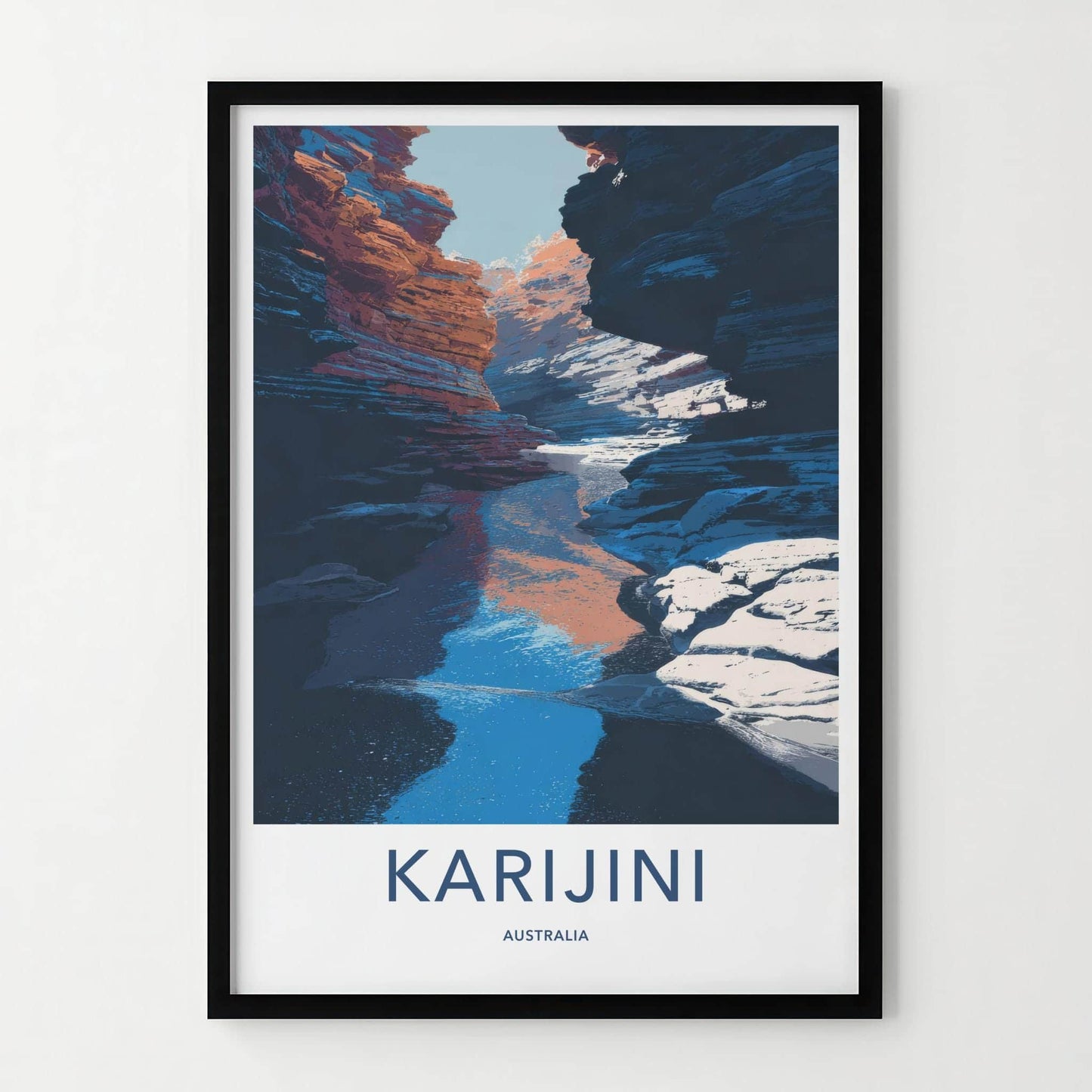 Karijini Poster - Australia Travel Art - Canyon River Reflections Home Decor