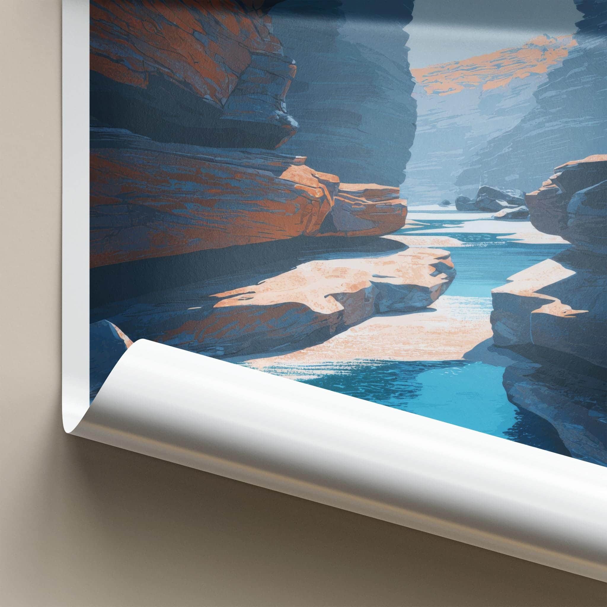 Karijini Poster - Australia Travel Art - Deep Canyon River Home Decor