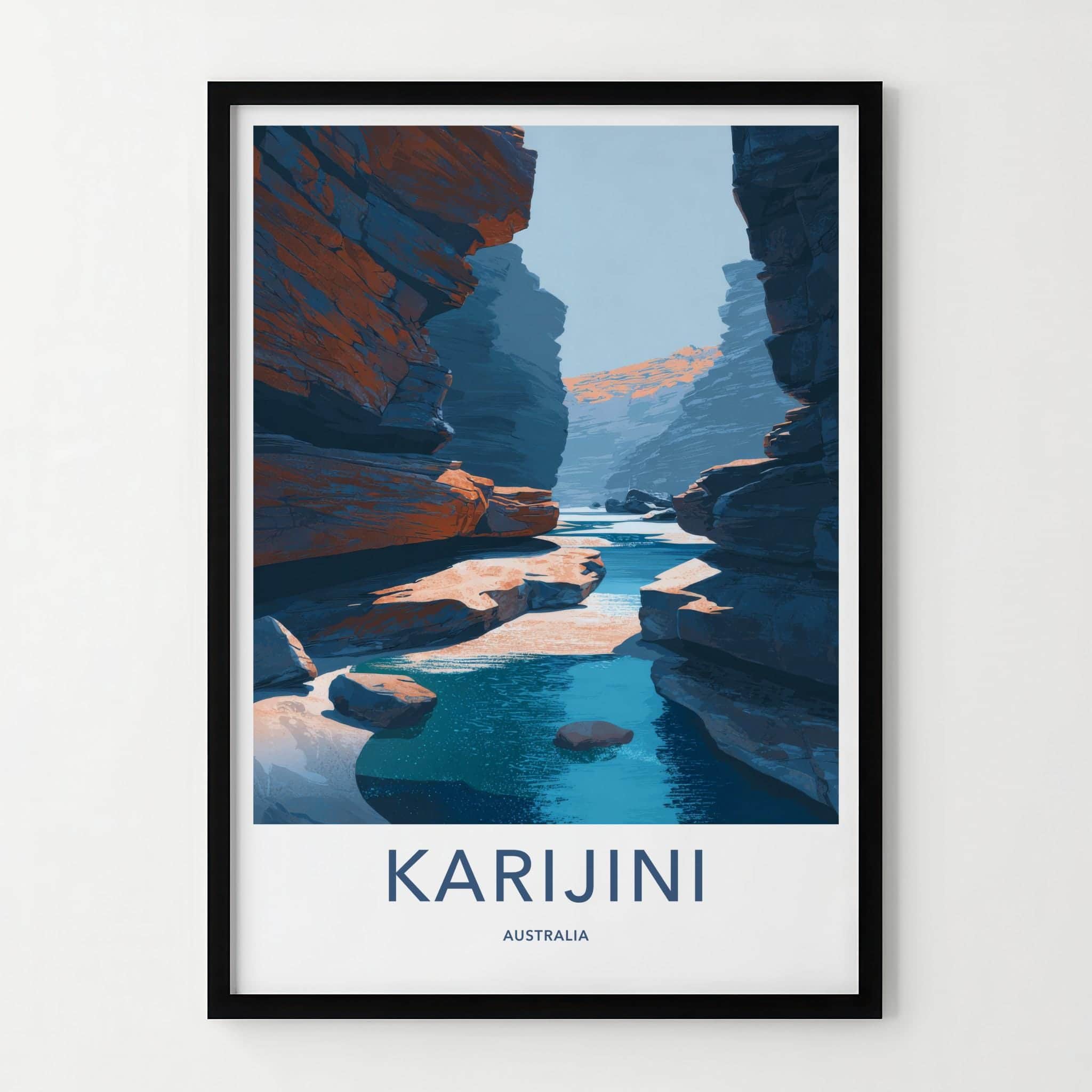 Karijini Poster - Australia Travel Art - Deep Canyon River Home Decor