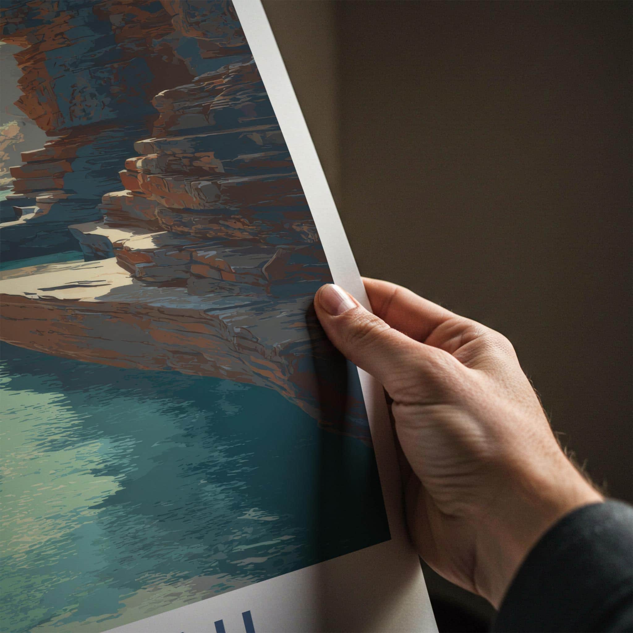 Karijini Poster - Australia Travel Art - Deep Gorge River Home Decor