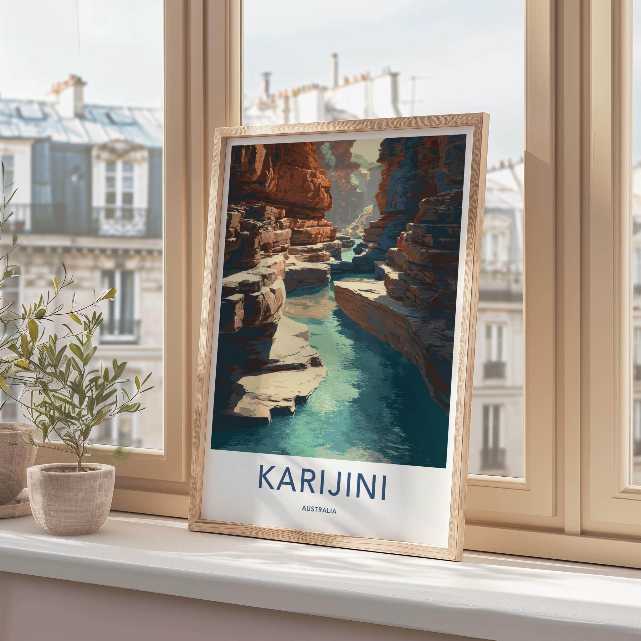 Karijini Poster - Australia Travel Art - Deep Gorge River Home Decor
